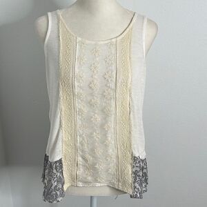 BKE boutique lace and sheer embellishments tank top.  Size Small.